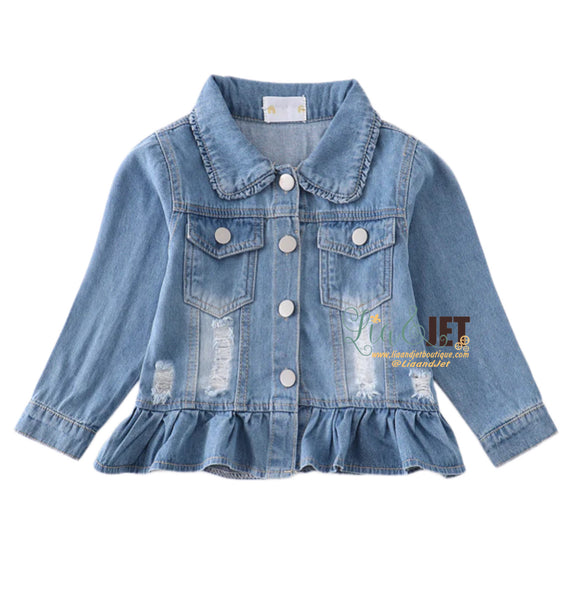 Distressed Denim Jacket (size 10 left)