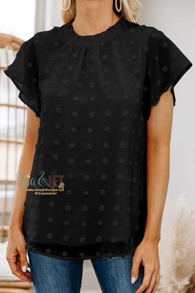 Black Swiss dot Dress Shirt