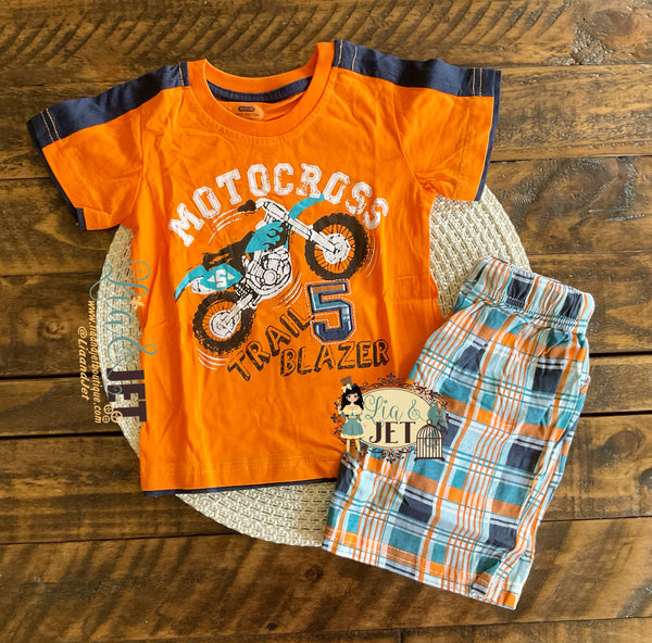 Motorcycle Plaid short set