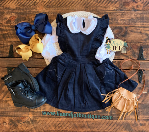 Corduroy Pinafore~ Navy