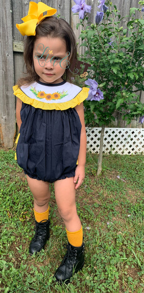 (I001) Sunflower Smocked Bubble
