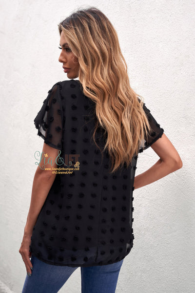 Black Swiss dot Dress Shirt