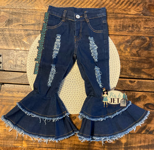 Dark Denim distressed Bells (4T left)