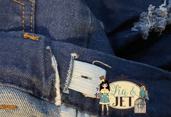 Dark Denim distressed Bells (4T left)