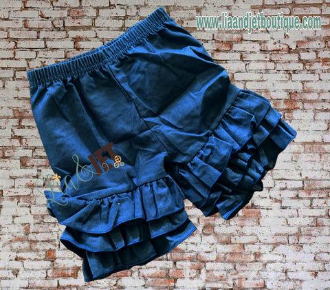 Triple Denim ruffle Shorts